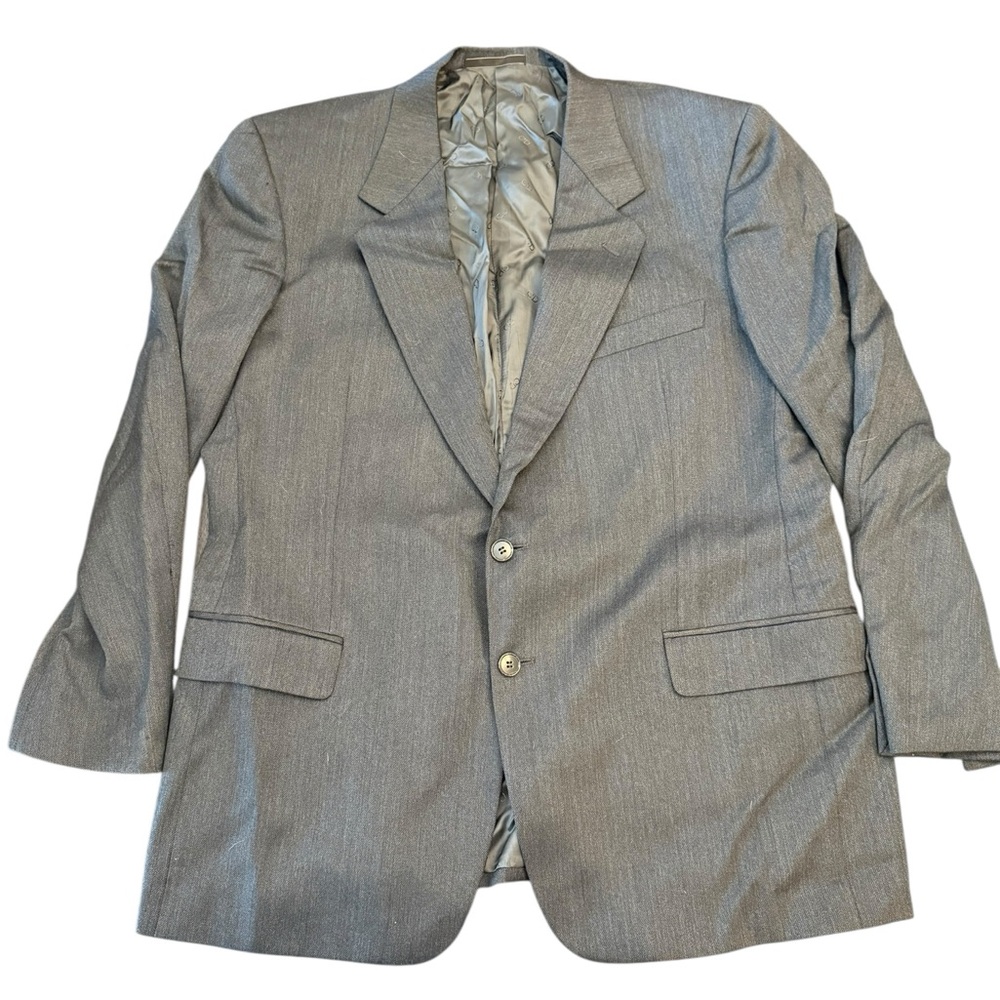 Vintage Christian Dior Monsieur‎ Blazer Jacket Men 56R Grey Virgin Wool 2 Button